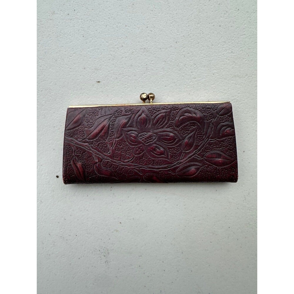 Patricia Nash Cauchy Intricate Floral Leather Kiss Lock Rectangular Coin Wallet